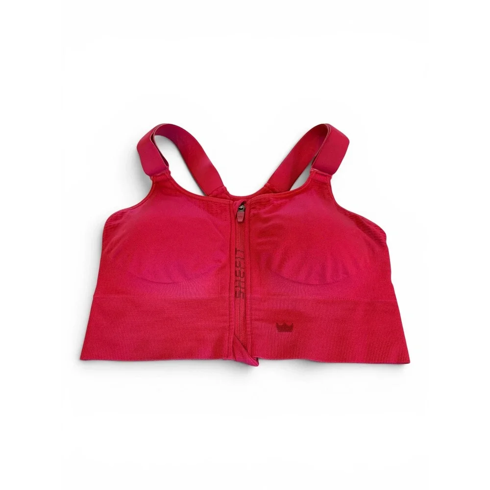 Shefit Flex Sports Bra Hot Pink High Impact Front Zip Adjustable Sz 1 Luxe (XL)